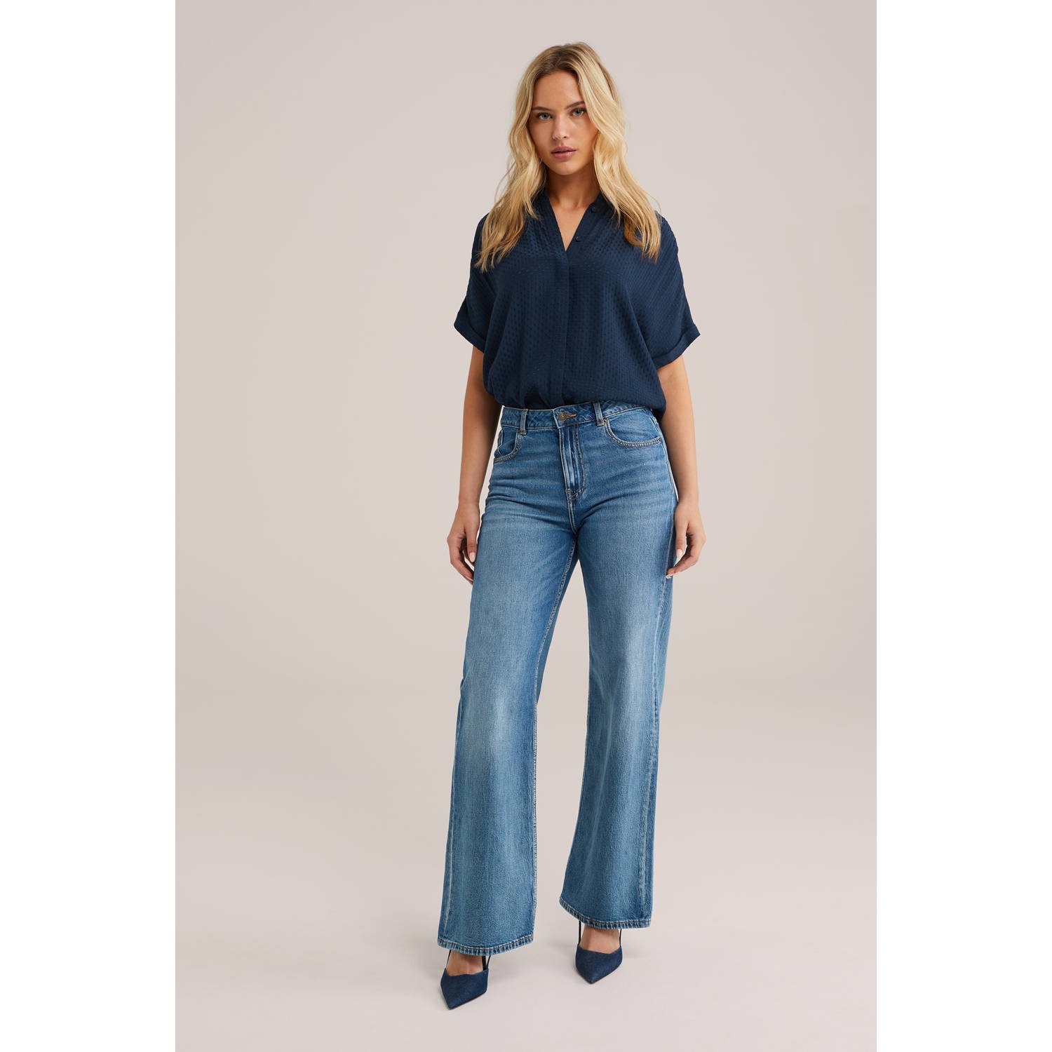 WE Fashion blouse donkerblauw