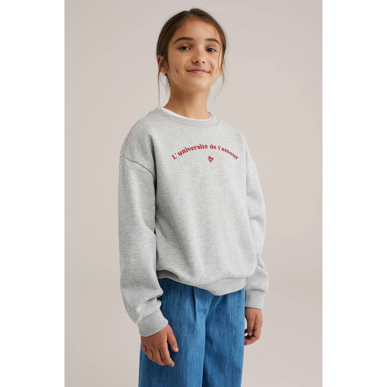 WE Fashion sweater grijs melange