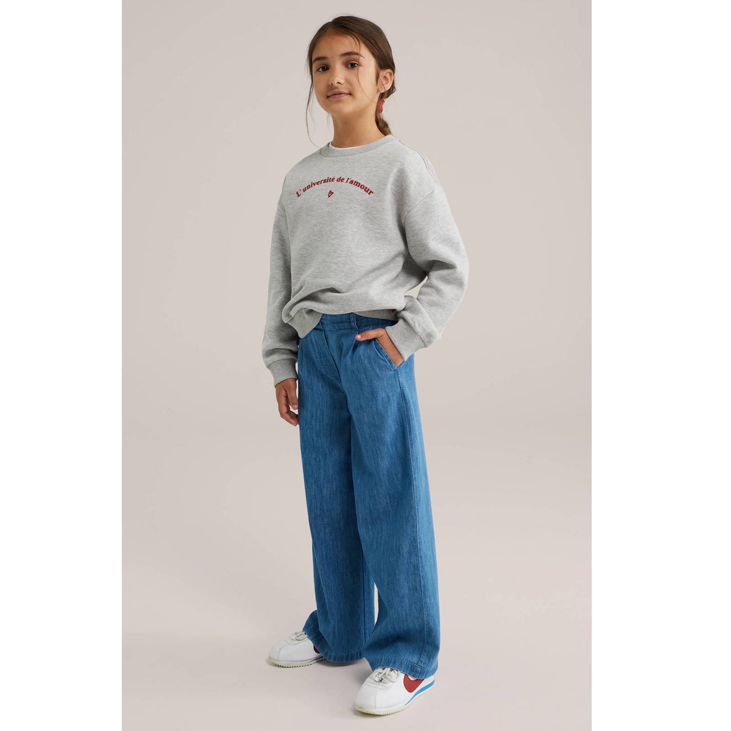 WE Fashion sweater grijs melange