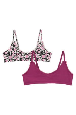 BH top - set van 2 donkerroze/ecru/zwart