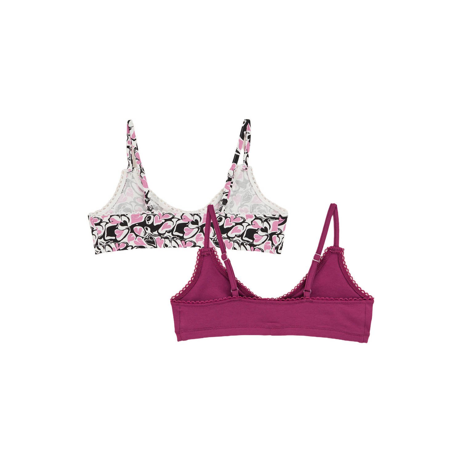 WE Fashion BH top set van 2 donkerroze ecru zwart