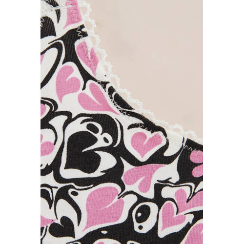 WE Fashion BH top - set van 2 donkerroze/ecru/zwart afbeelding
