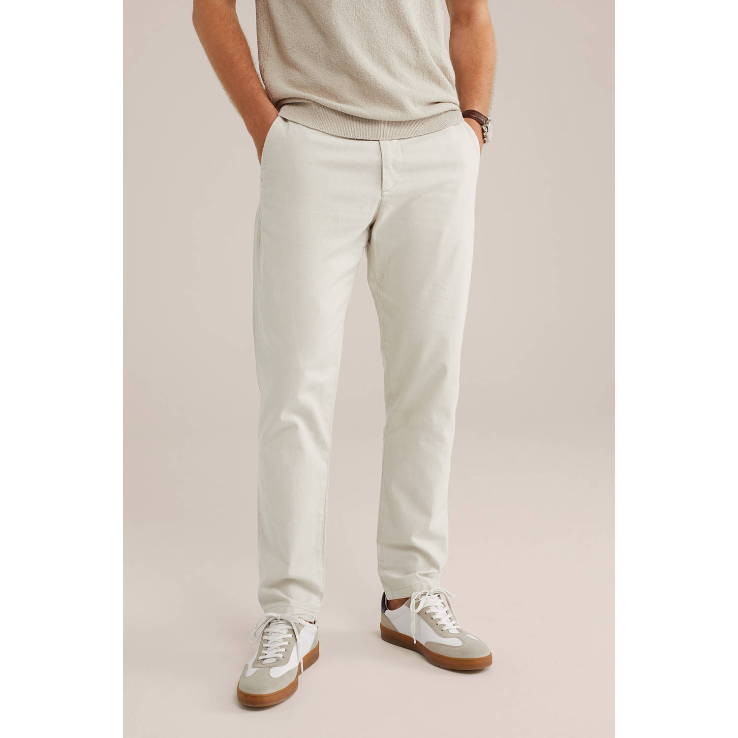 WE Fashion slim chino ecru