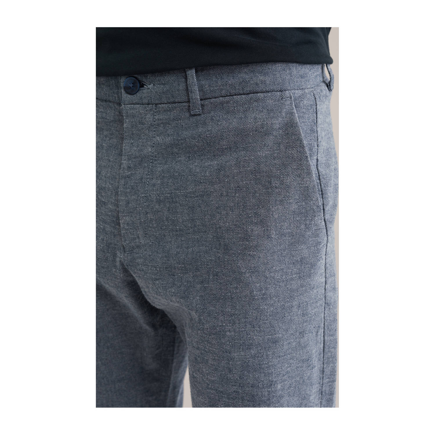 WE Fashion slim casual broek donkerblauw