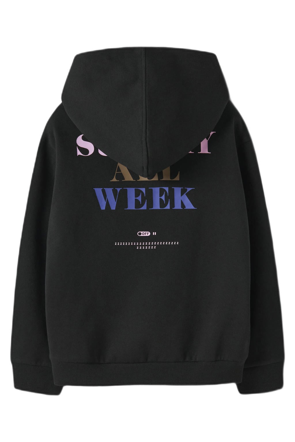 Zwarte meisjes NAME IT KIDS hoodie van sweat materiaal met backprint, lange mouwen en ronde hals