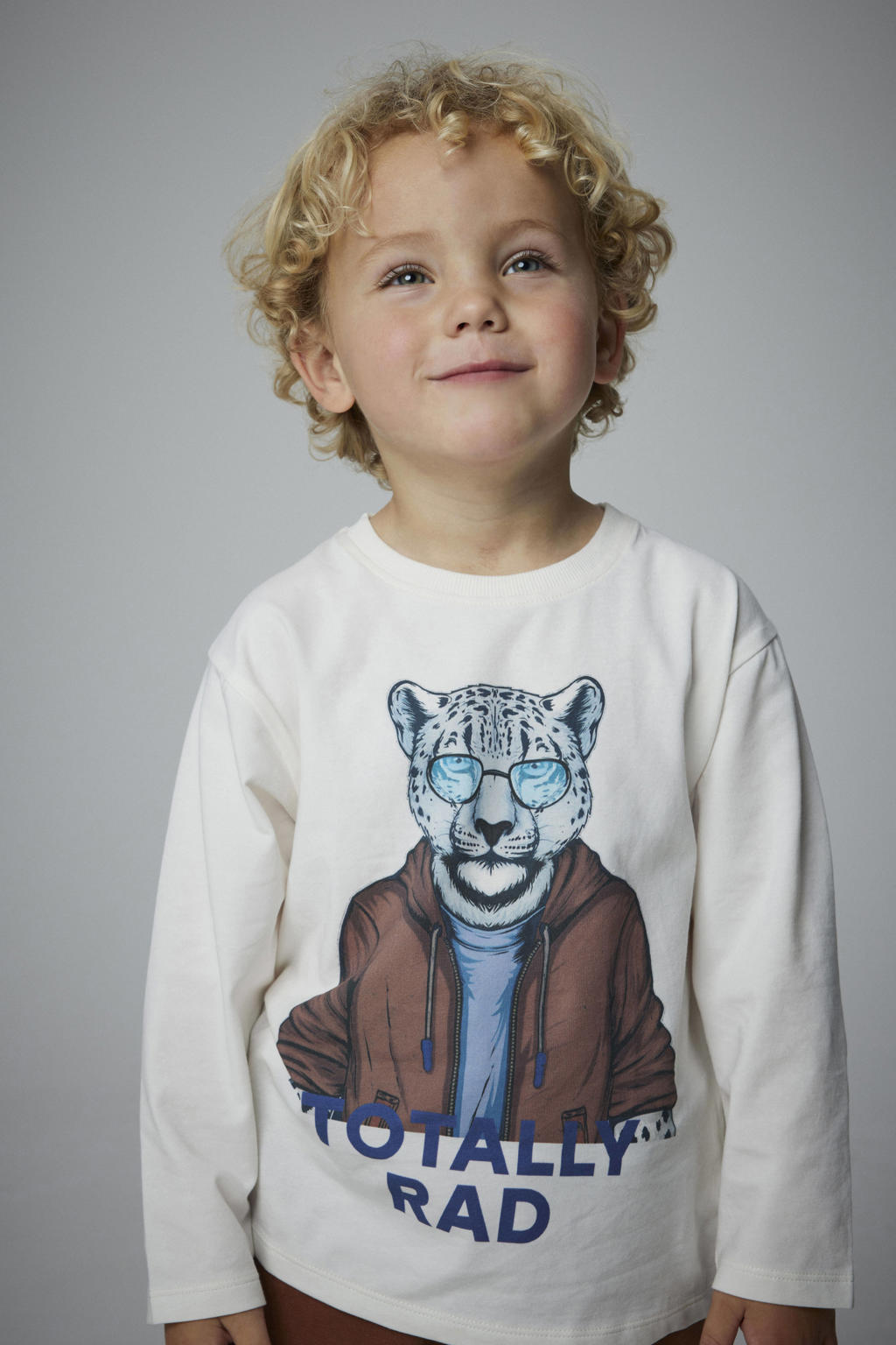 Witte jongens NAME IT MINI longsleeve van stretchkatoen met printopdruk, lange mouwen en ronde hals