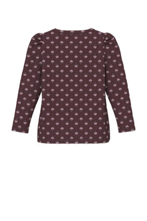 gebloemde longsleeve roodbruin