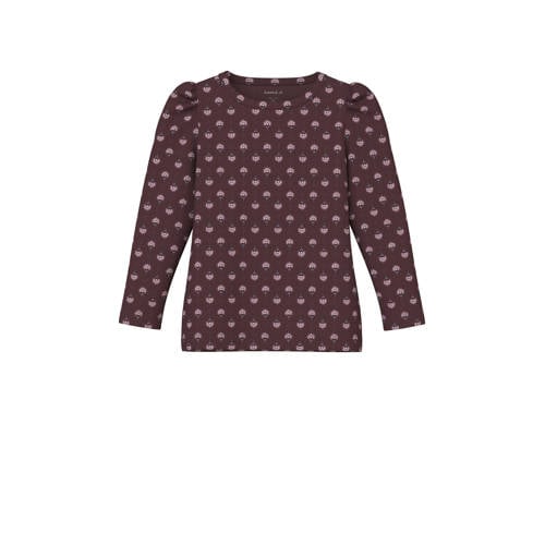 NAME IT MINI gebloemde longsleeve roodbruin afbeelding