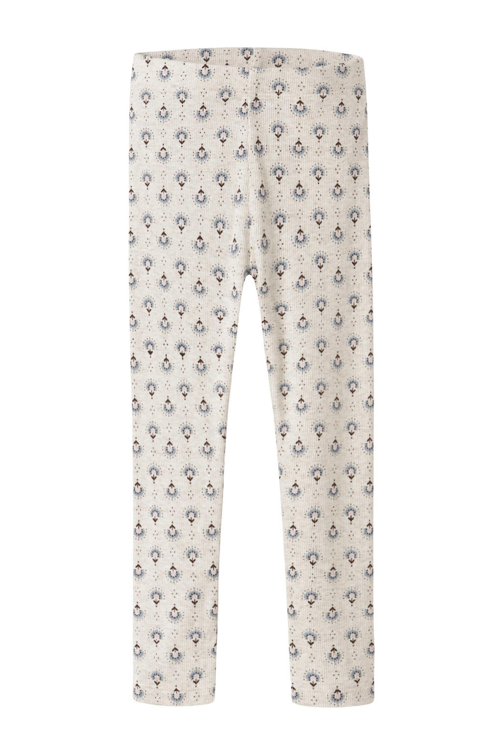 Beige meisjes NAME IT MINI gebloemde legging van stretchkatoen met slim fit en elastische tailleband