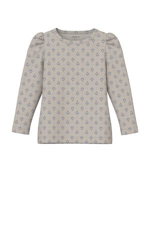 gebloemde longsleeve beige