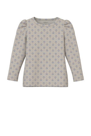 gebloemde longsleeve beige
