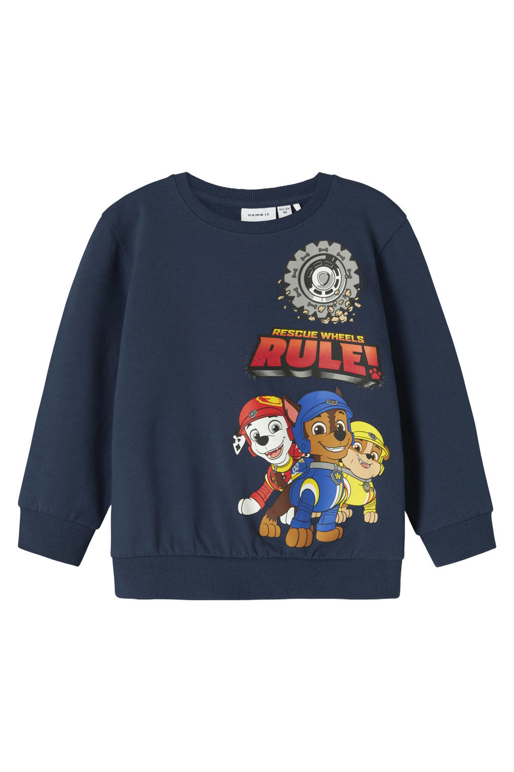 NAME IT MINI Paw Patrol sweater met backprint donkerblauw