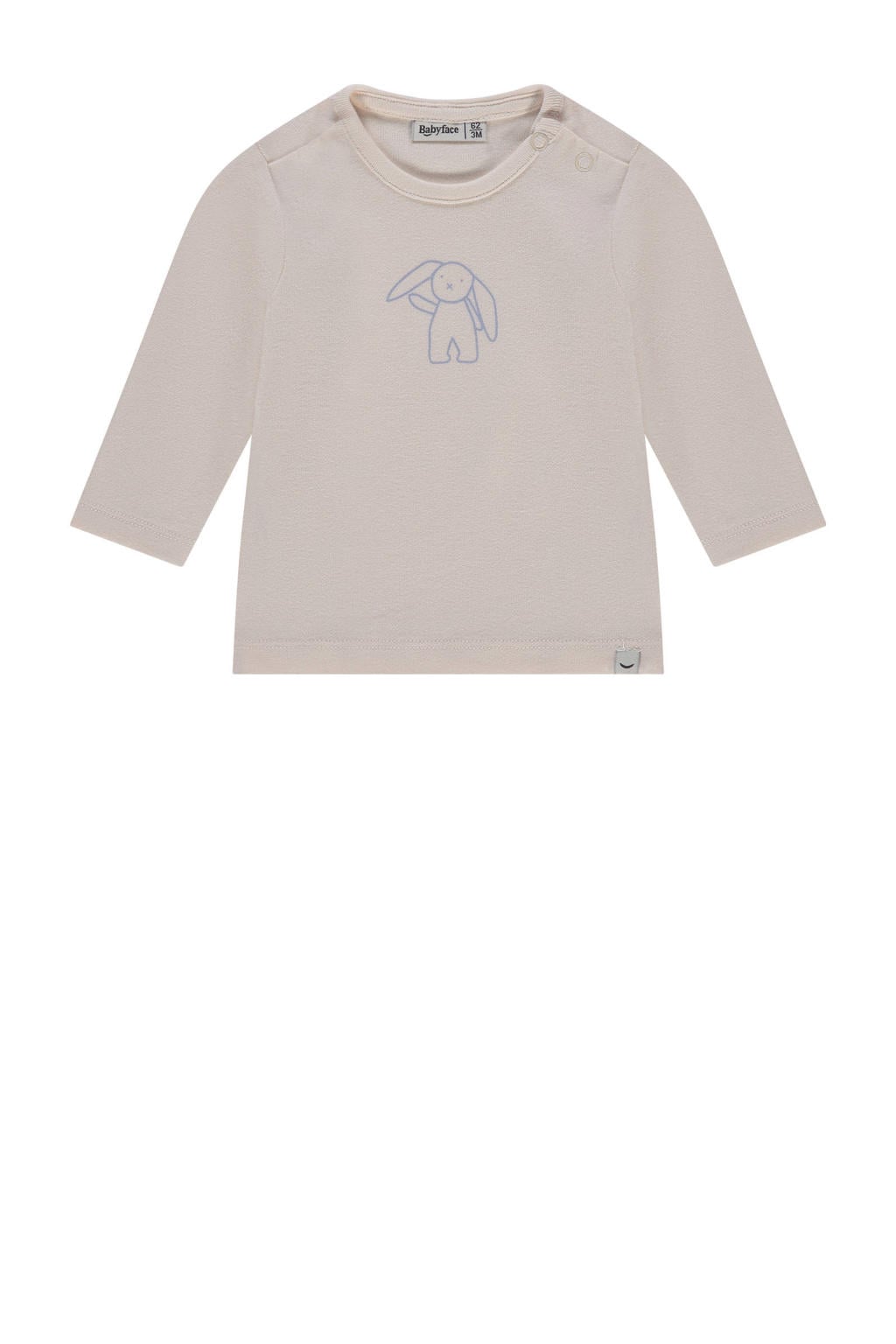 Blauw en ecru jongens Babyface longsleeve van stretchkatoen met effen, lange mouwen, ronde hals en drukknoopsluiting