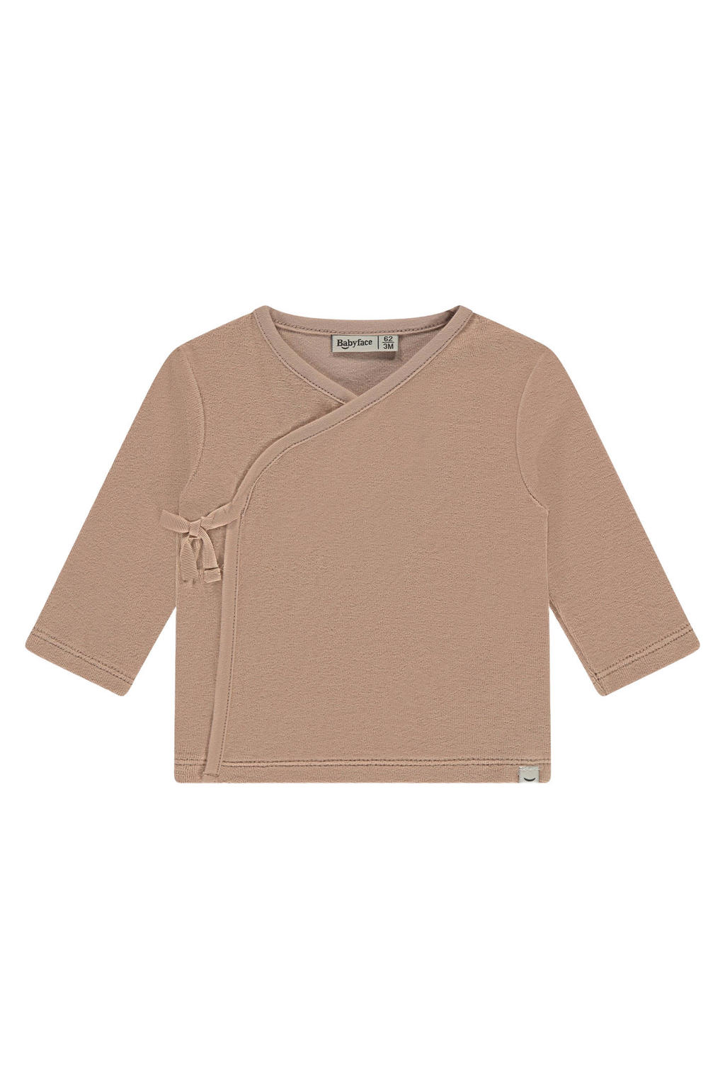 Oudroze jongens en meisjes Babyface longsleeve van katoen met effen, lange mouwen, ronde hals, drukknoopsluiting en overslag detail
