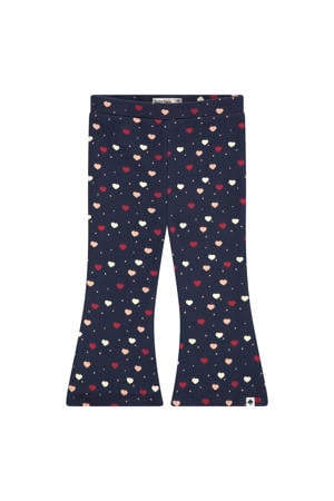 flared broek met hartjes blauw
