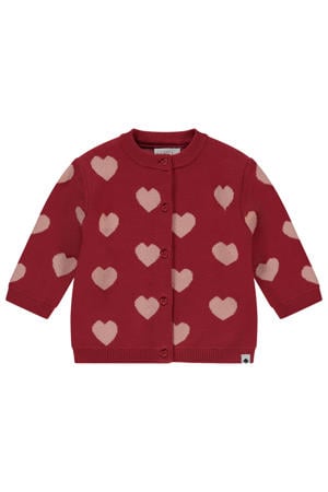 vest met hartjes rood fijn gebreid