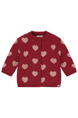 vest met hartjes rood fijn gebreid
