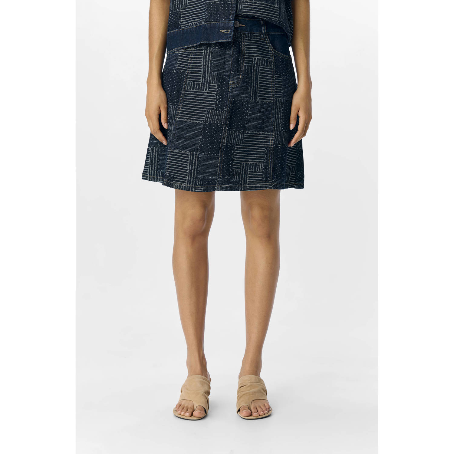 OBJECT denim spijkerrok donkerblauw