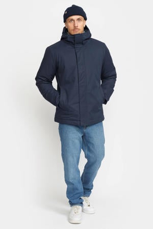 gewatteerde jas donkerblauw