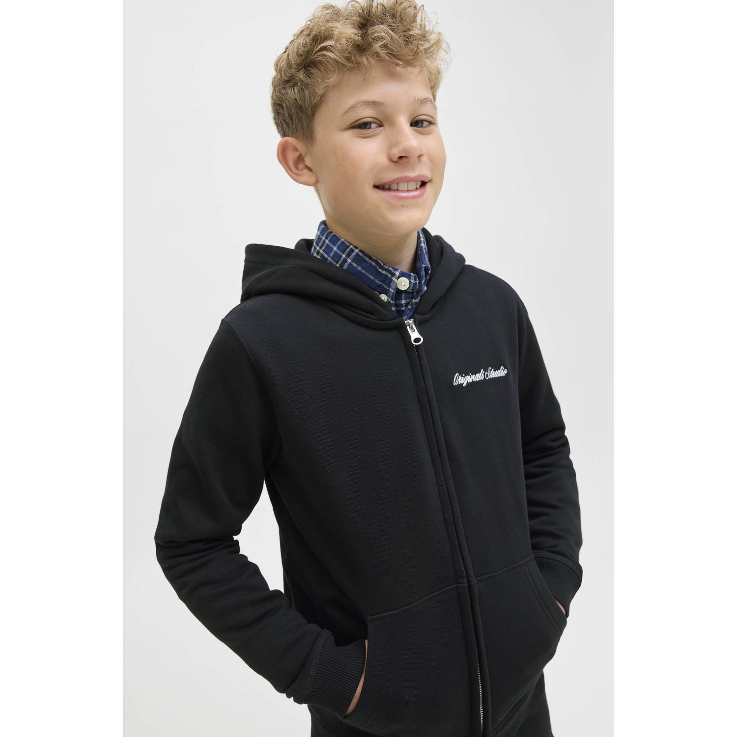 JACK & JONES JUNIOR sweatvest zwart