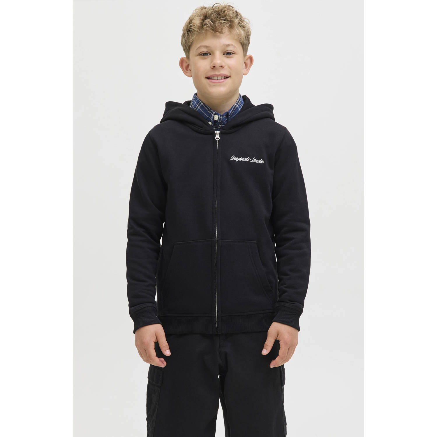 JACK & JONES JUNIOR sweatvest zwart