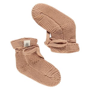 gebreide baby slofjes bruin