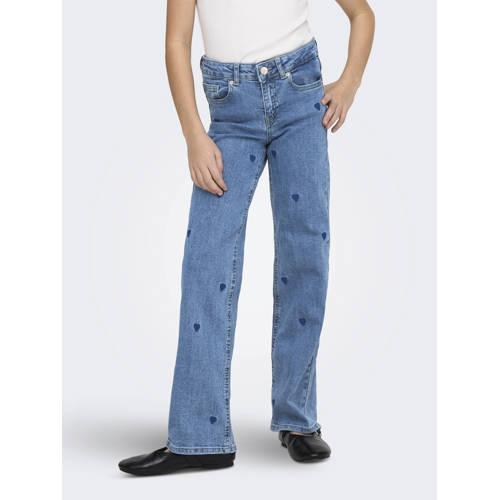 KIDS ONLY GIRL wide leg jeans KOGJUICY blue hearts afbeelding