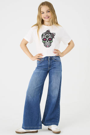 wide leg jeans dark blue denim