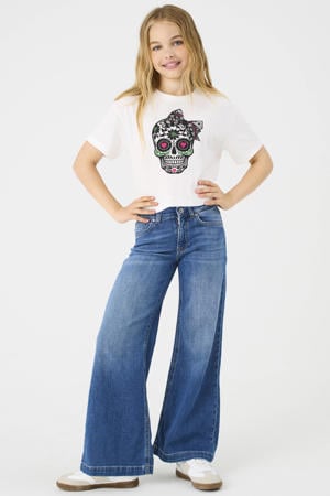 wide leg jeans dark blue denim