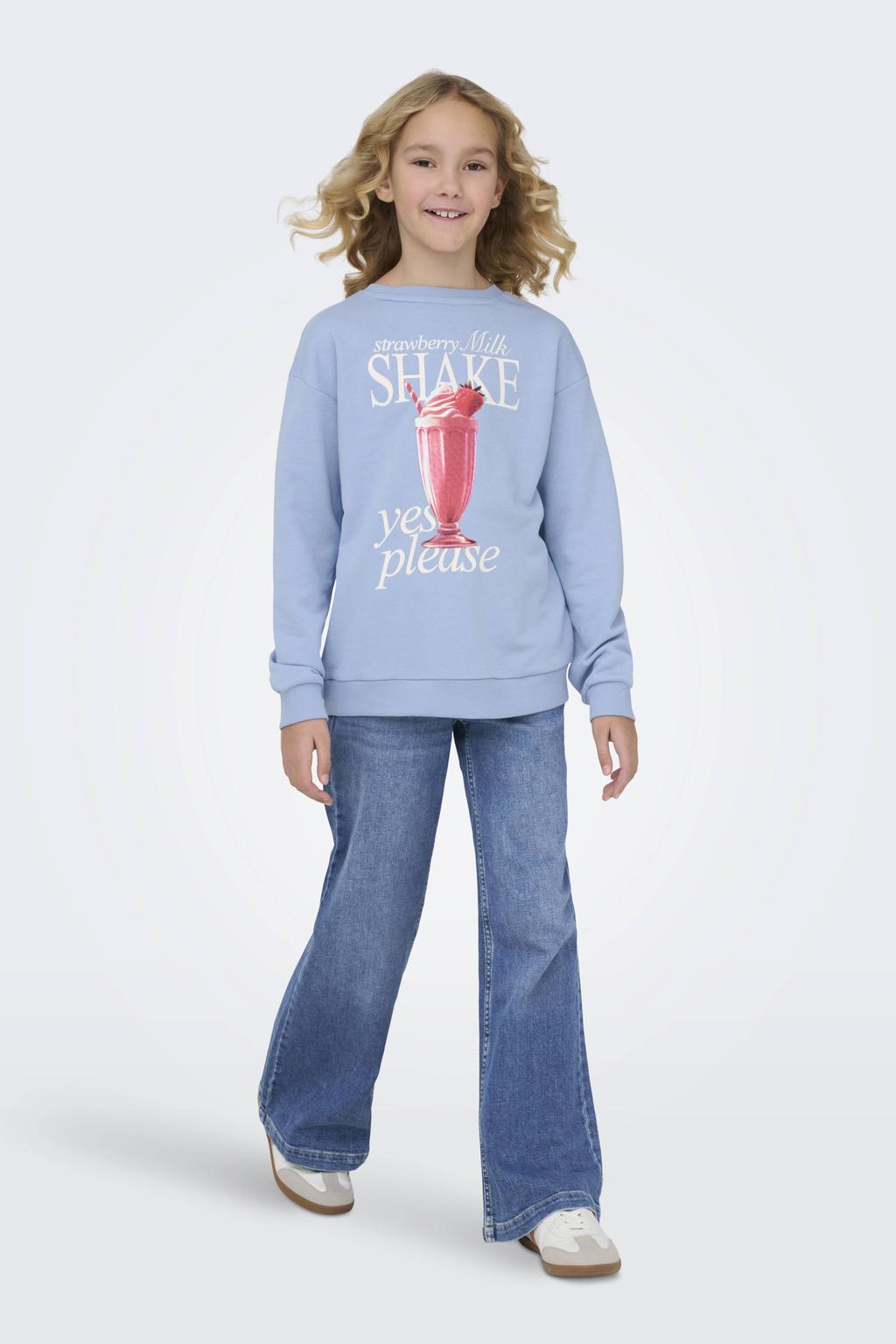 Dark blue denim meisjes KIDS ONLY GIRL wide leg jeans dark blue van stretchkatoen met rits- en haaksluiting en effen