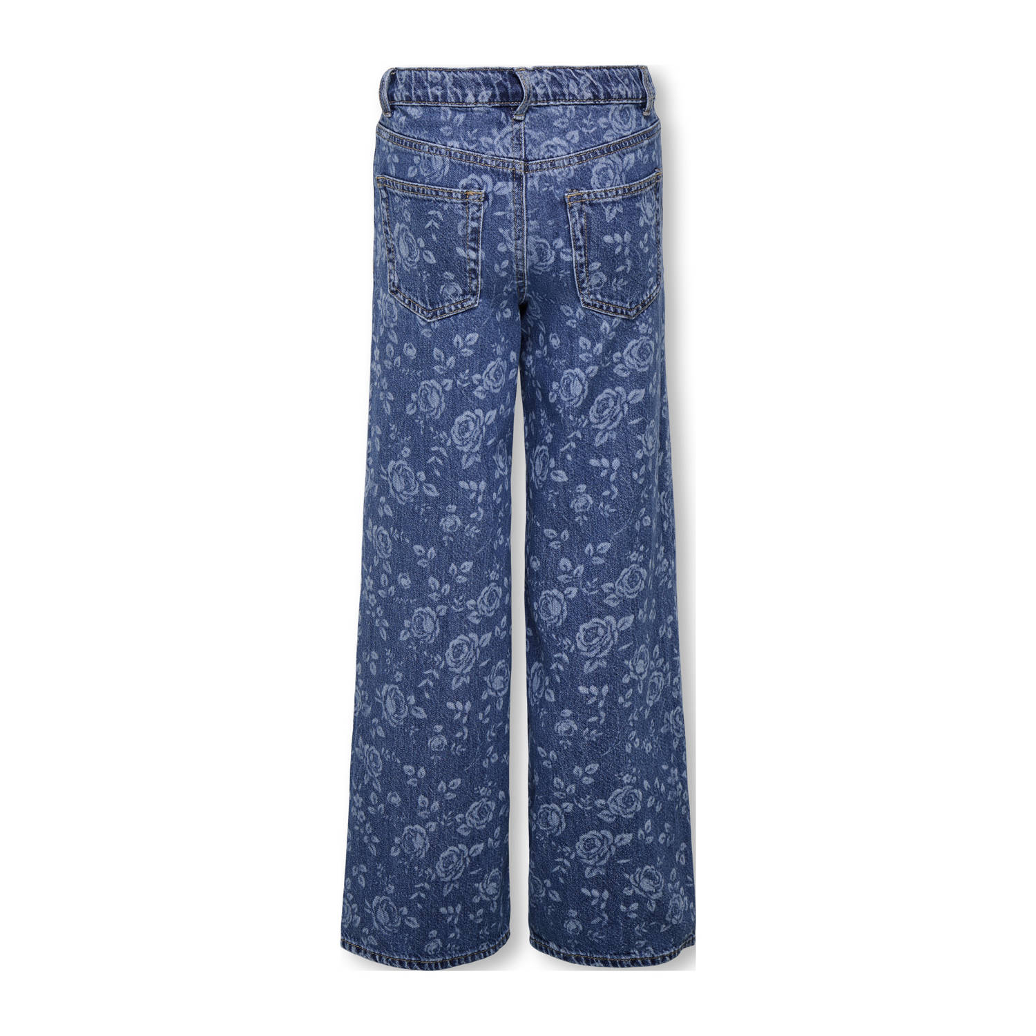 ONLY KIDS GIRL high waist wide leg jeans medium blue denim