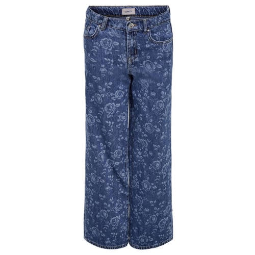 KIDS ONLY GIRL high waist wide leg jeans medium blue denim afbeelding