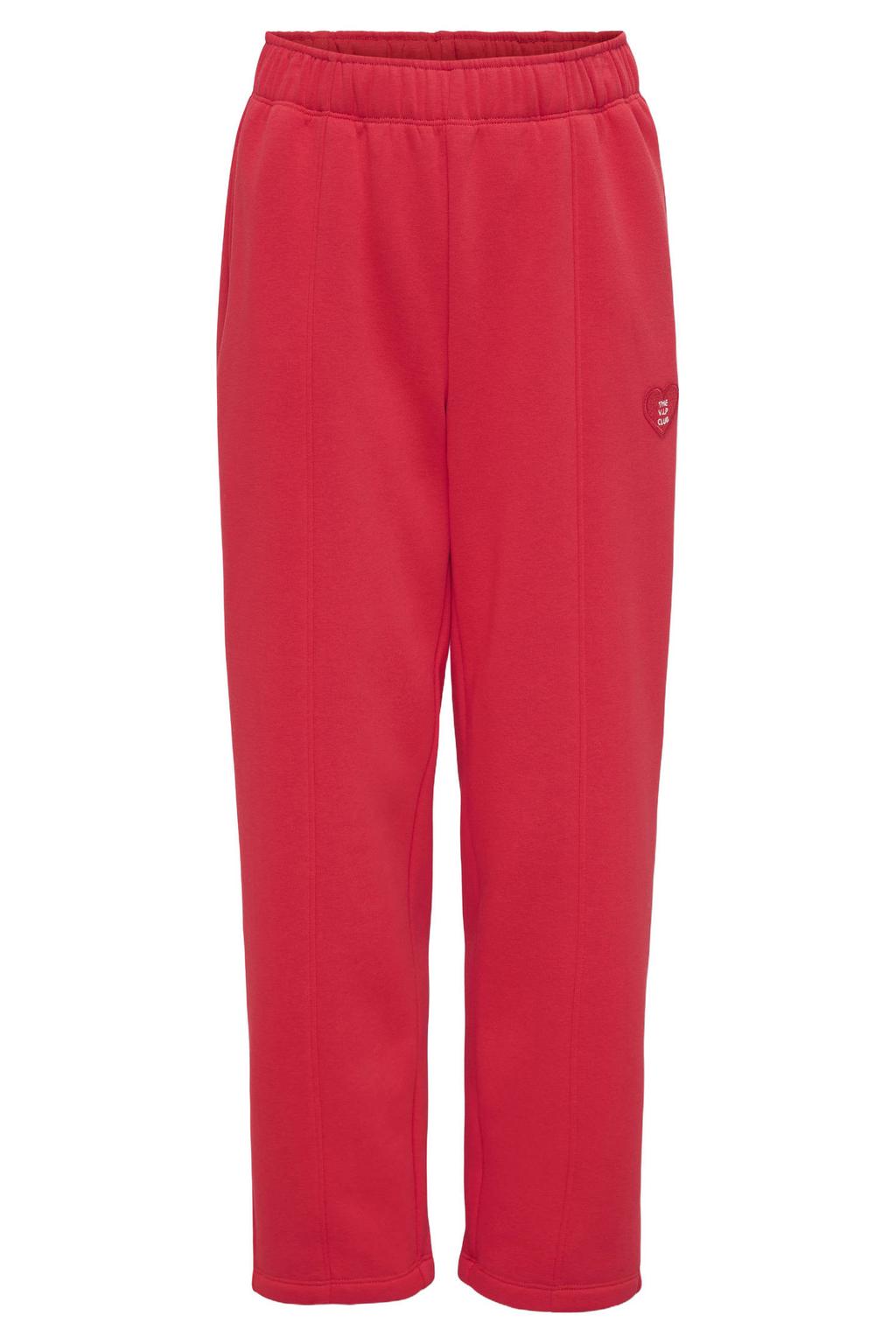 Rode meisjes KIDS ONLY GIRL loose joggingbroek van sweat materiaal met elastische tailleband en effen