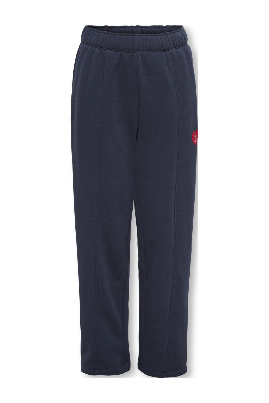 Donkerblauwe meisjes KIDS ONLY GIRL loose joggingbroek van sweat materiaal met elastische tailleband en effen