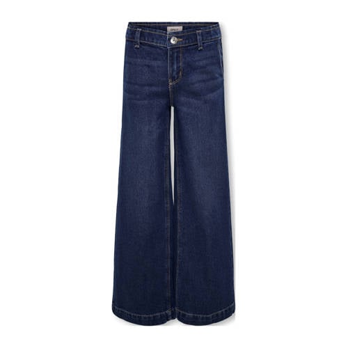 KIDS ONLY GIRL high waist wide leg jeans dark blue denim afbeelding