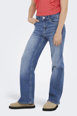 high waist wide leg jeans medium blue denim
