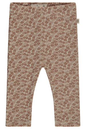 slim gebloemde legging bruin