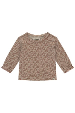 gebloemde longsleeve bruin