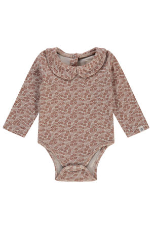 romper met bloemen print bruin/beige