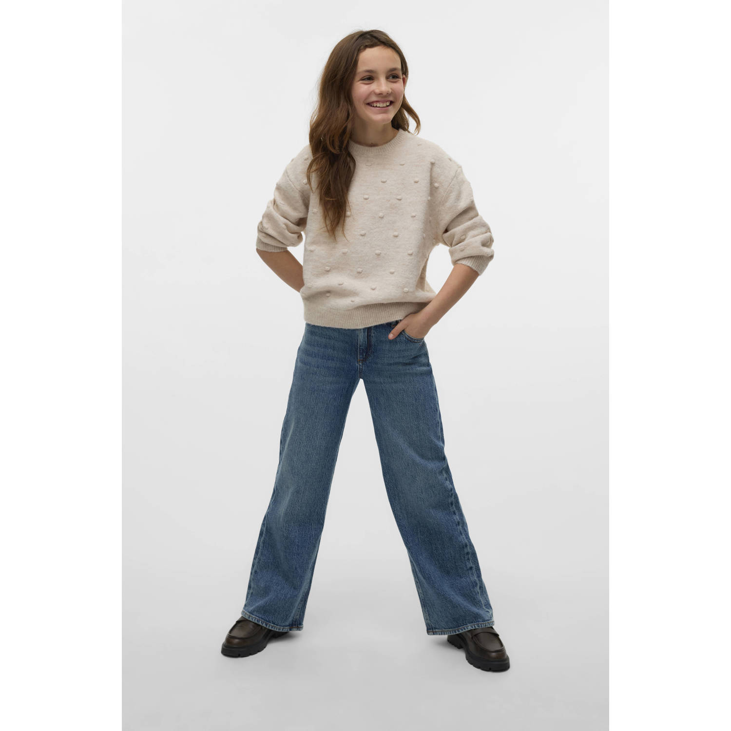 VERO MODA GIRL wide leg jeans medium blue denim