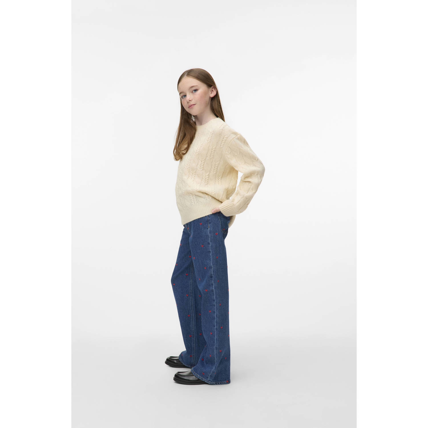 VERO MODA GIRL high waist wide leg jeans medium blue denim