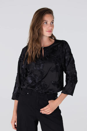 gebloemde blousetop zwart