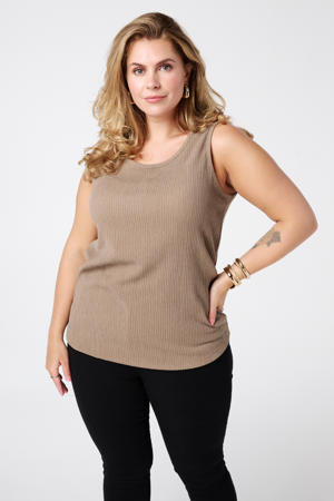 mouwloze top beige