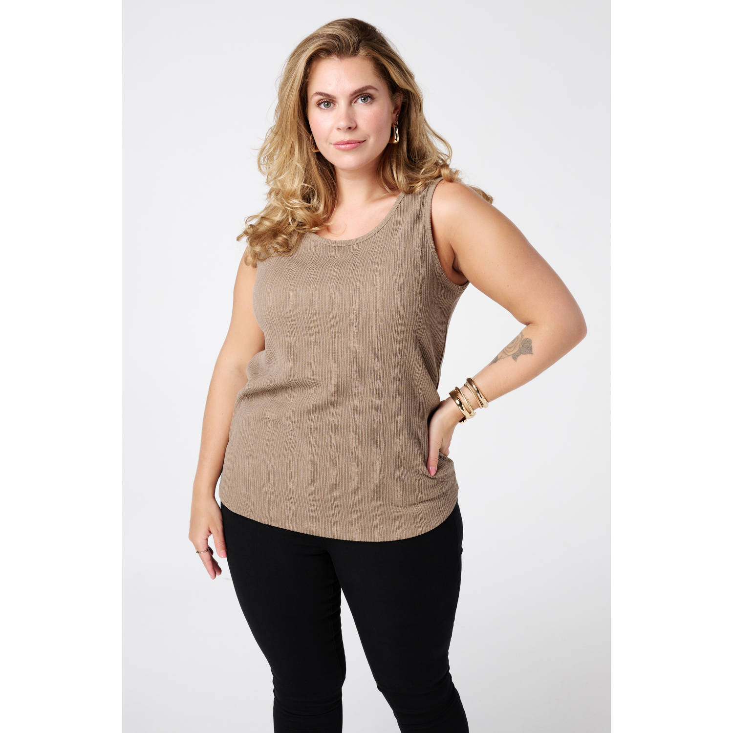 MS Mode mouwloze top beige