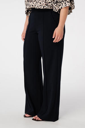 wide leg high waist broek zwart