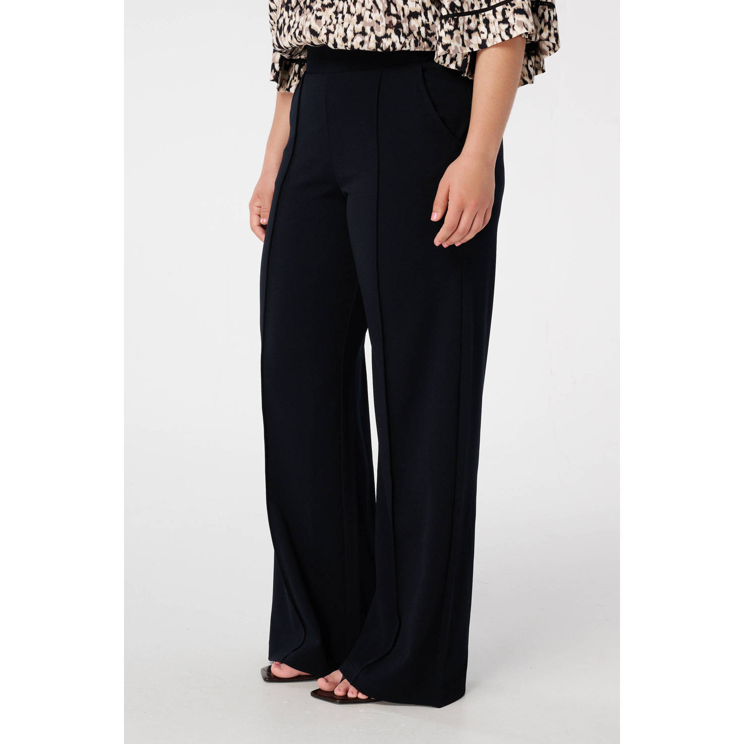 MS Mode wide leg high waist broek zwart