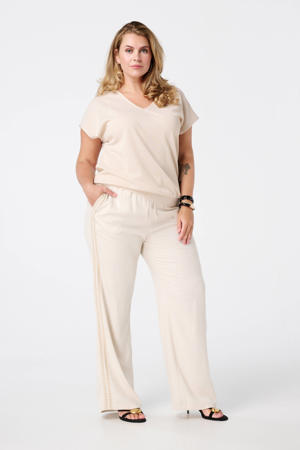 linnen wide leg regular waist broek ecru