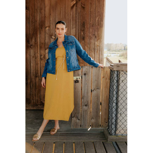 Paprika zomerjurk met lurex oker afbeelding