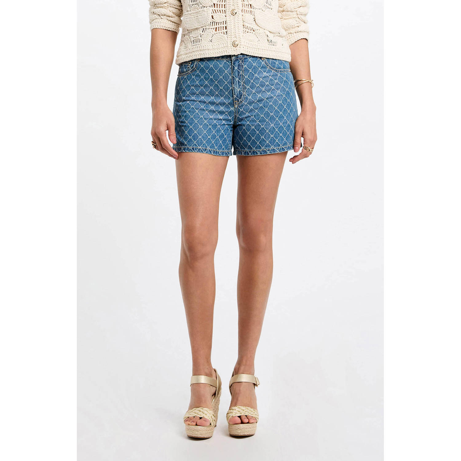 Morgan denim slim regular waist short medium blue denim