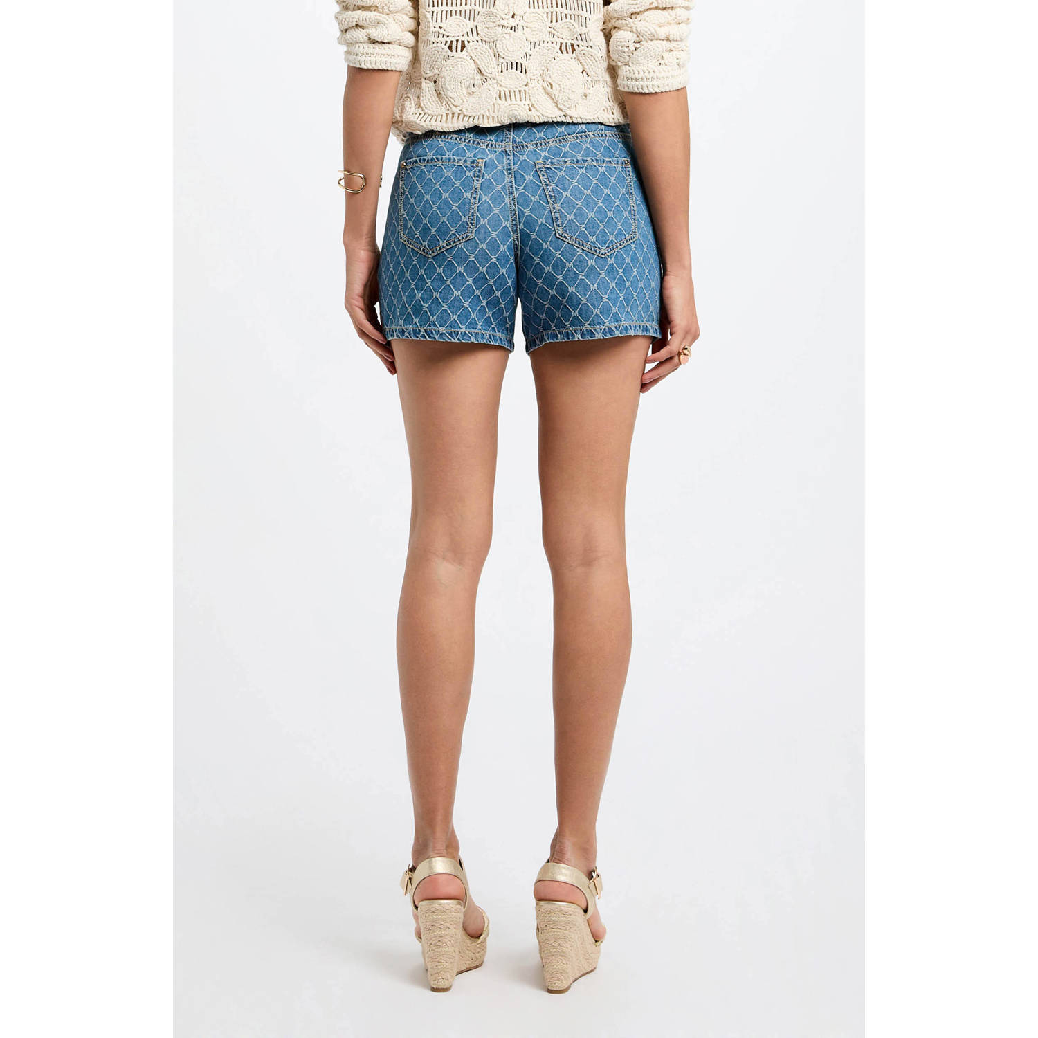 Morgan denim slim regular waist short medium blue denim